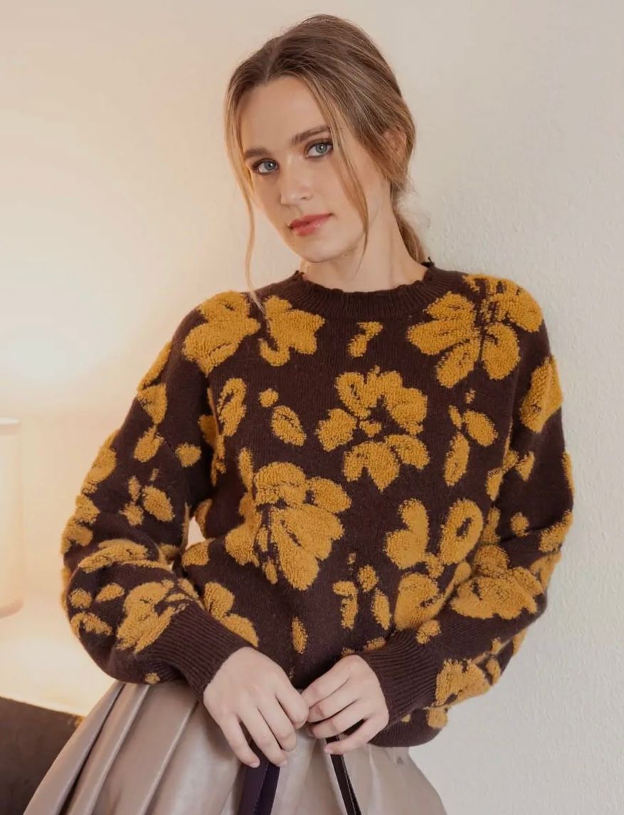 Golden Floral Sweater