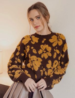 Golden Floral Sweater