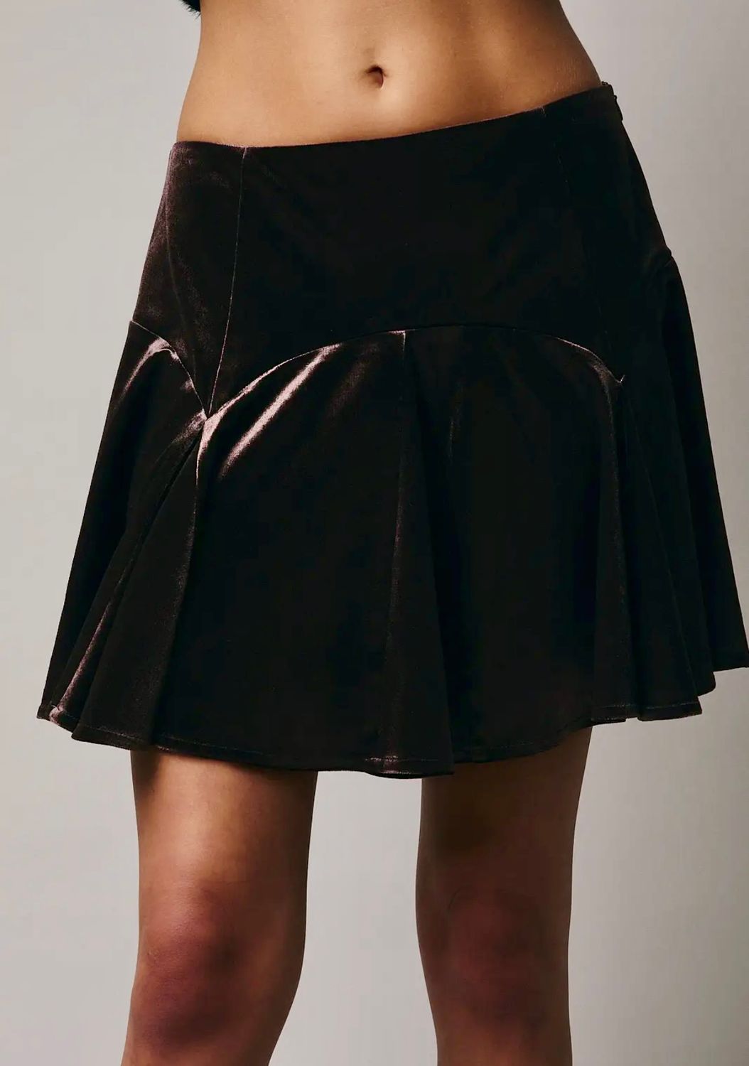 Godet Velvet Mini Skirt