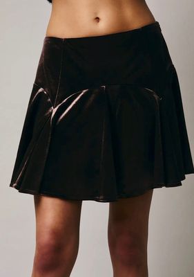 Godet Velvet Mini Skirt