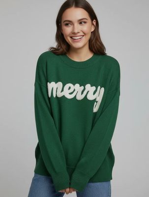 Merry Script Sweater