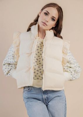 Ruffle Bow Puffer Vest