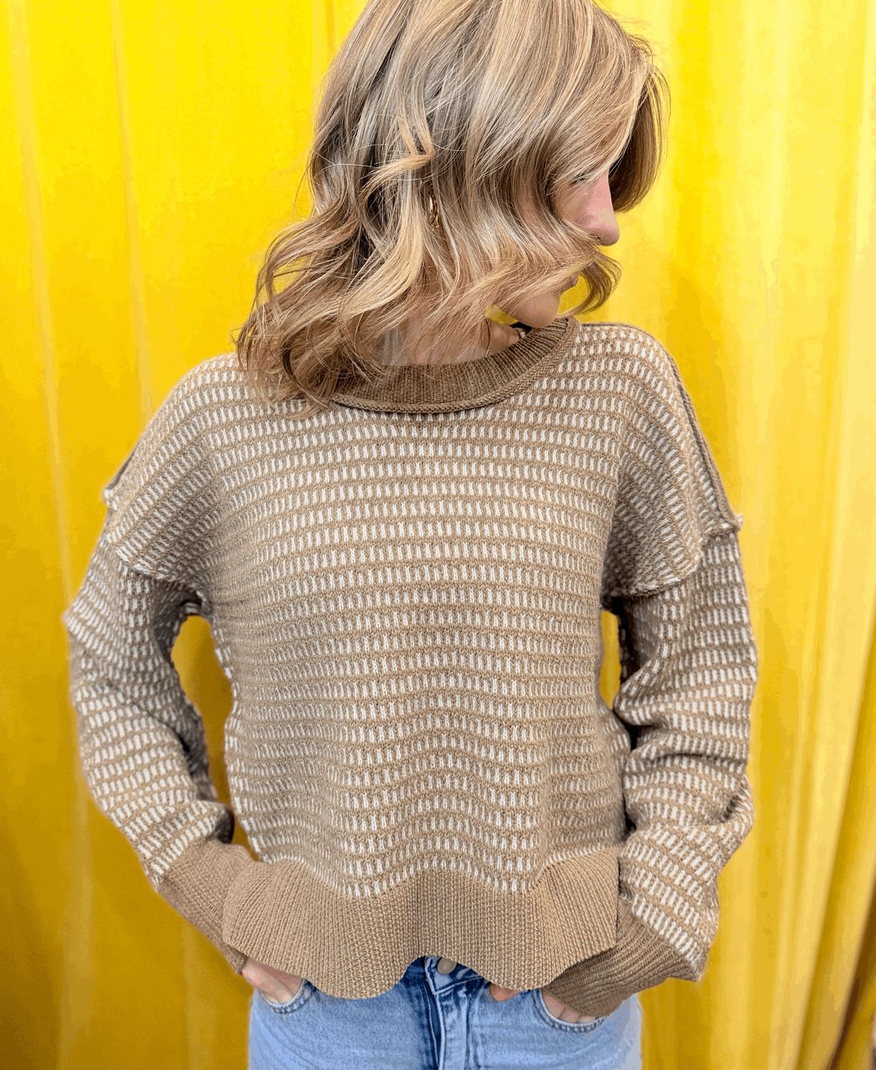 Textured Two Tone Sweater