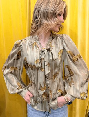 Bow Leopard Blouse