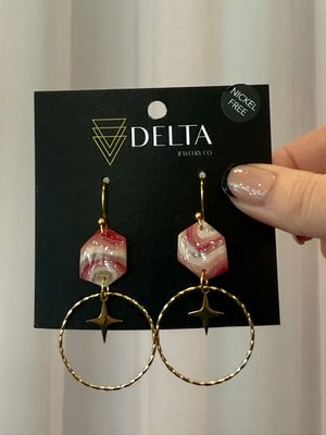 * Delta Shades Of Pink Hoop With Diamond