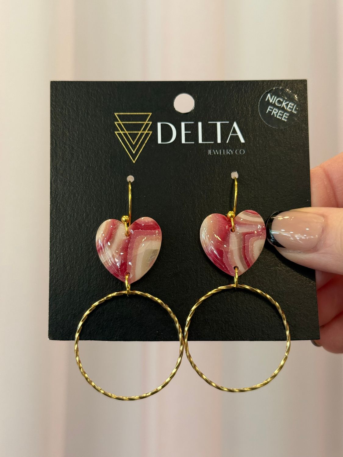 * Delta Shades Of Pink Heart With Hoop