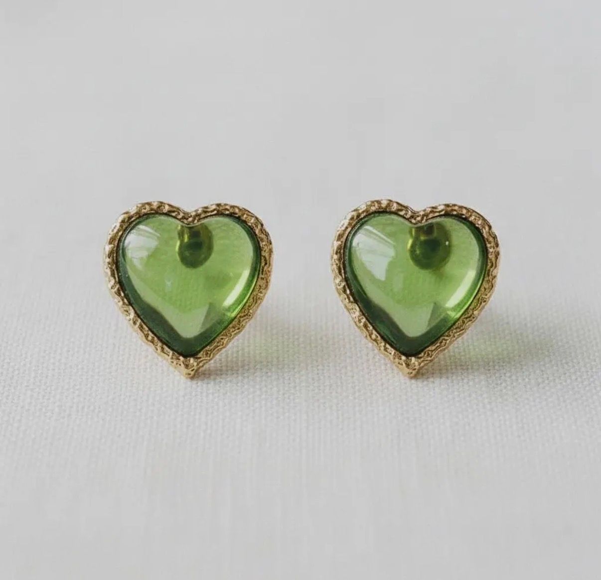 Green Heart Earrings