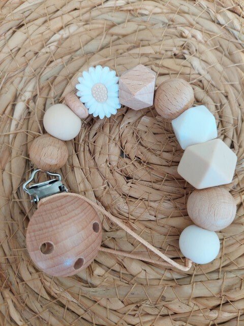 Speenkoord madelief | wit en beige