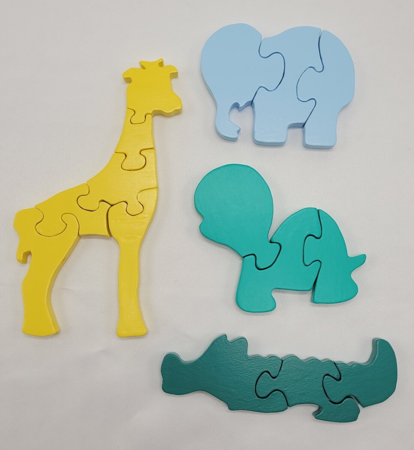 Set van 4 puzzels Olifant, Krokodil, Schildpad en een Giraffe