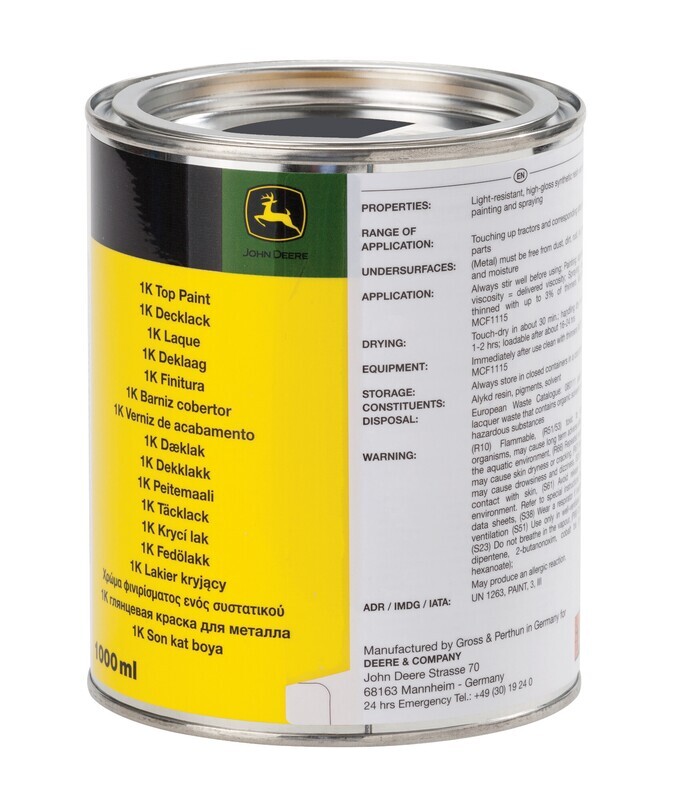 John Deere Yellow Paint 1L Tin For Mowers And Tractors