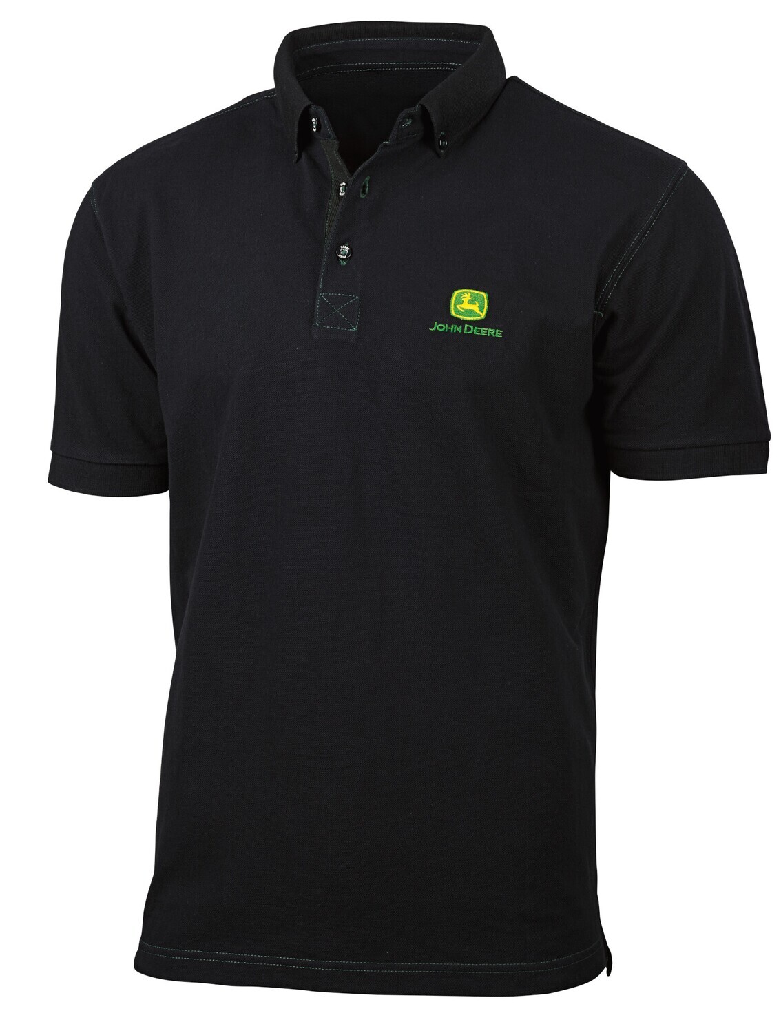 John Deere Black Polo Shirt-LARGE