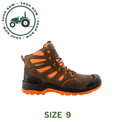 BUCKVIZ BROWN SAFETY BOOTS. SIZE 9 BUCKVIZ BROWN SAFETY BOOTS. SIZE 9