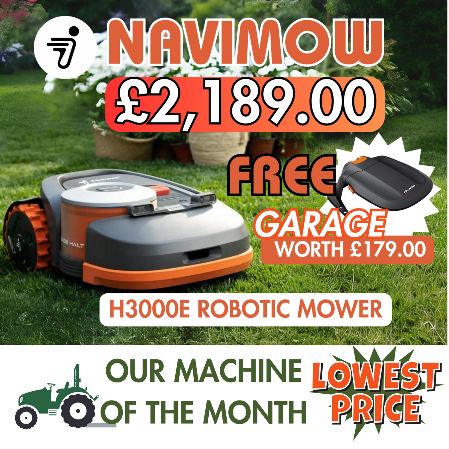 Segway Navimow H3000E Robotic Mower 10.4Ah Battery