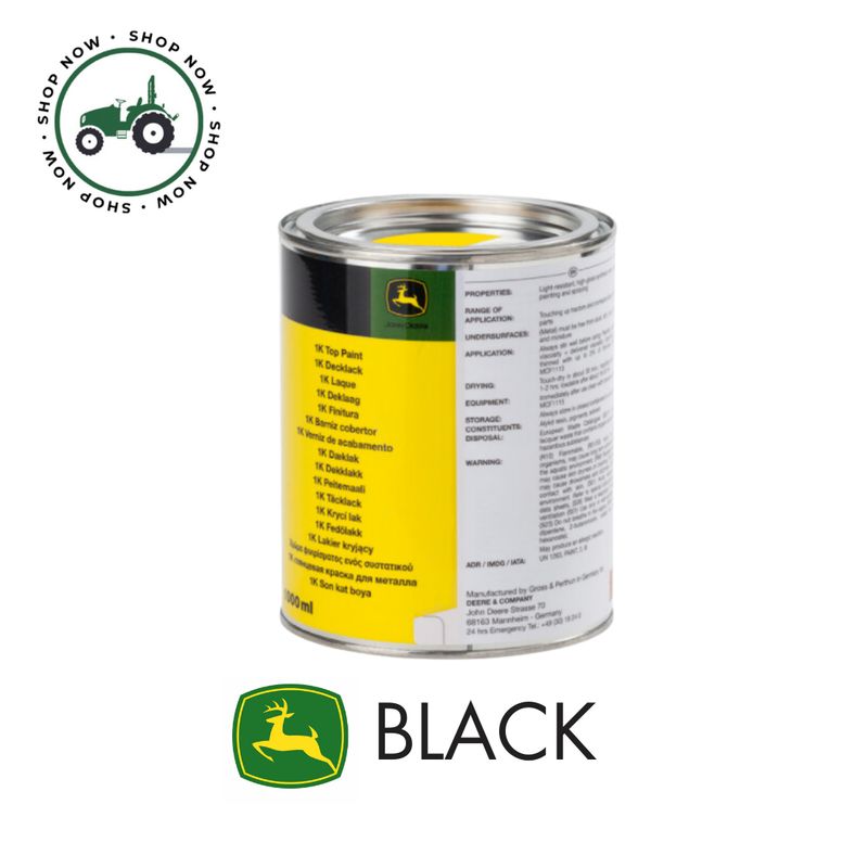John Deere Black Paint 1L Tin