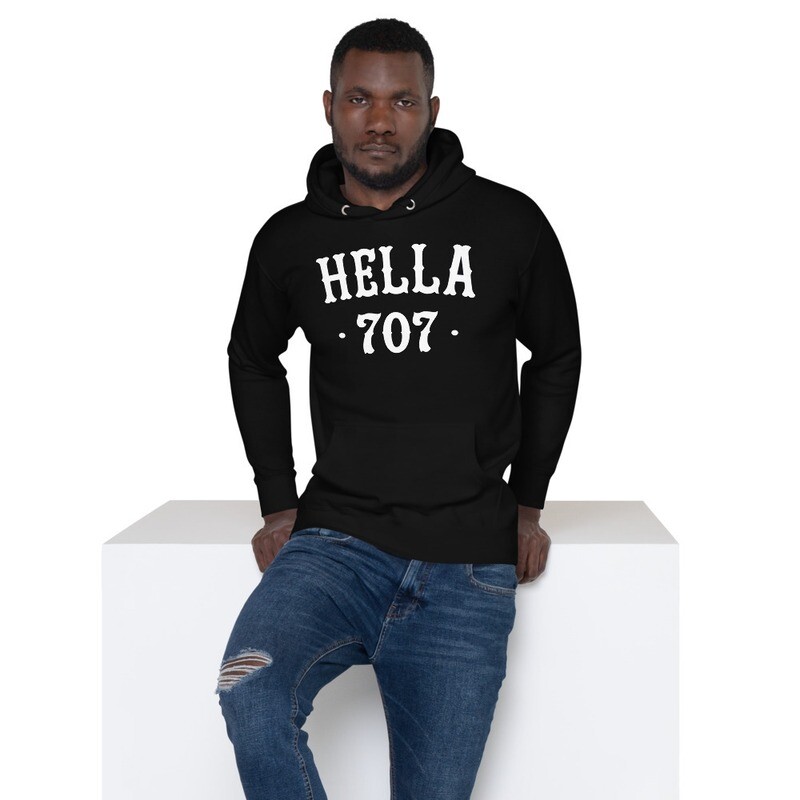 Hella 707 White Print Unisex Hoodie