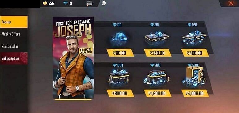 Free fire 100 diamonds topup via login