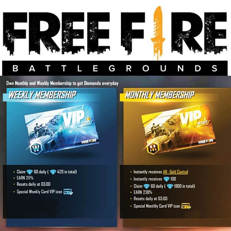 Free fire monthly membership via login
