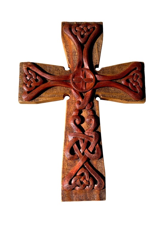 Hand Carved Celtic Style Rustic Cross