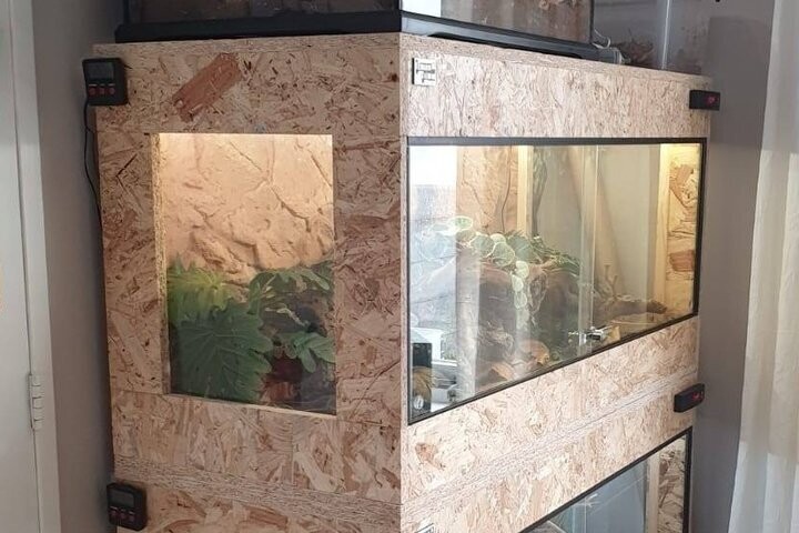 OSB3 terrarium 120/50/60 voorzien van zijruiten