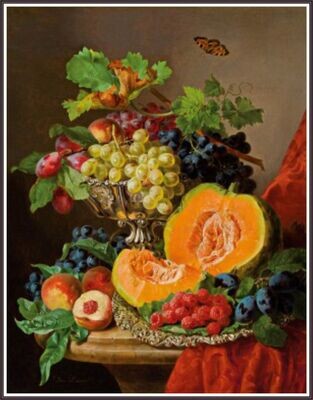 Still life with Pumpkins and Grapes
