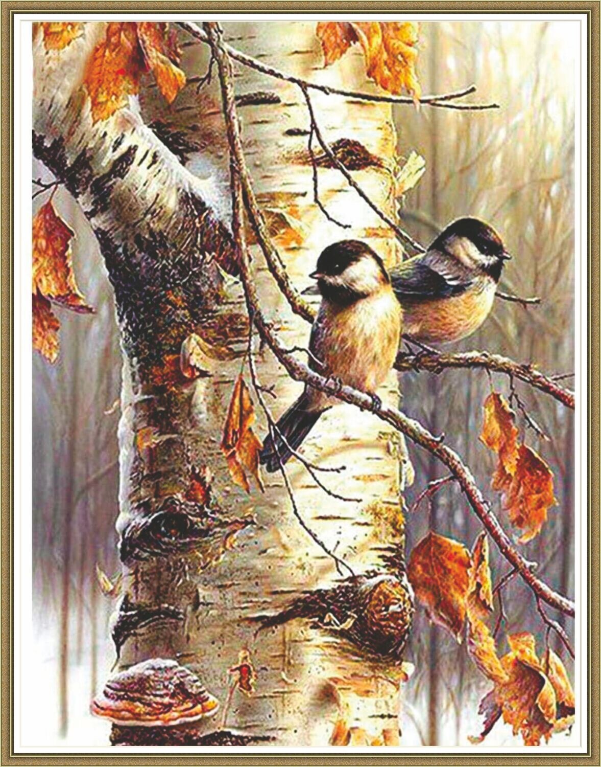 Chickadees in Birch Tree