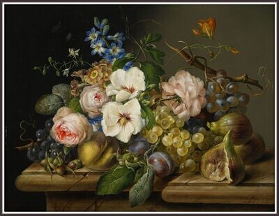 Still life with fruit and flowers