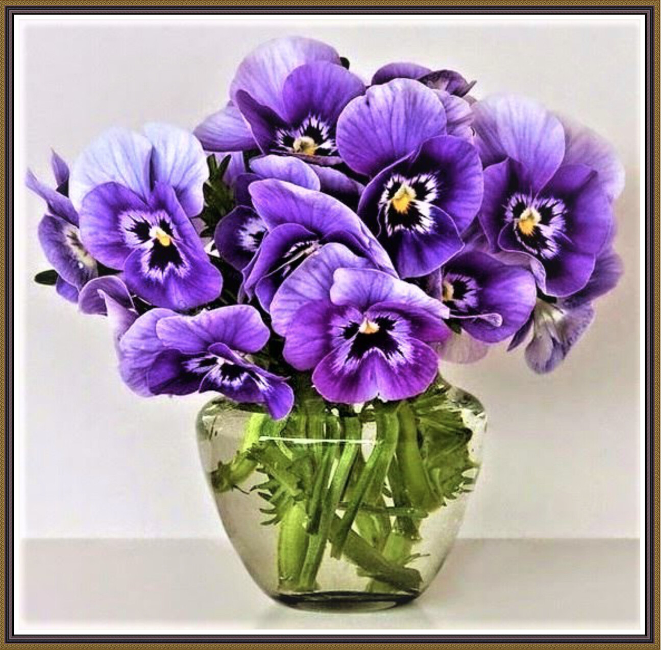 Vase of Purple Pansies