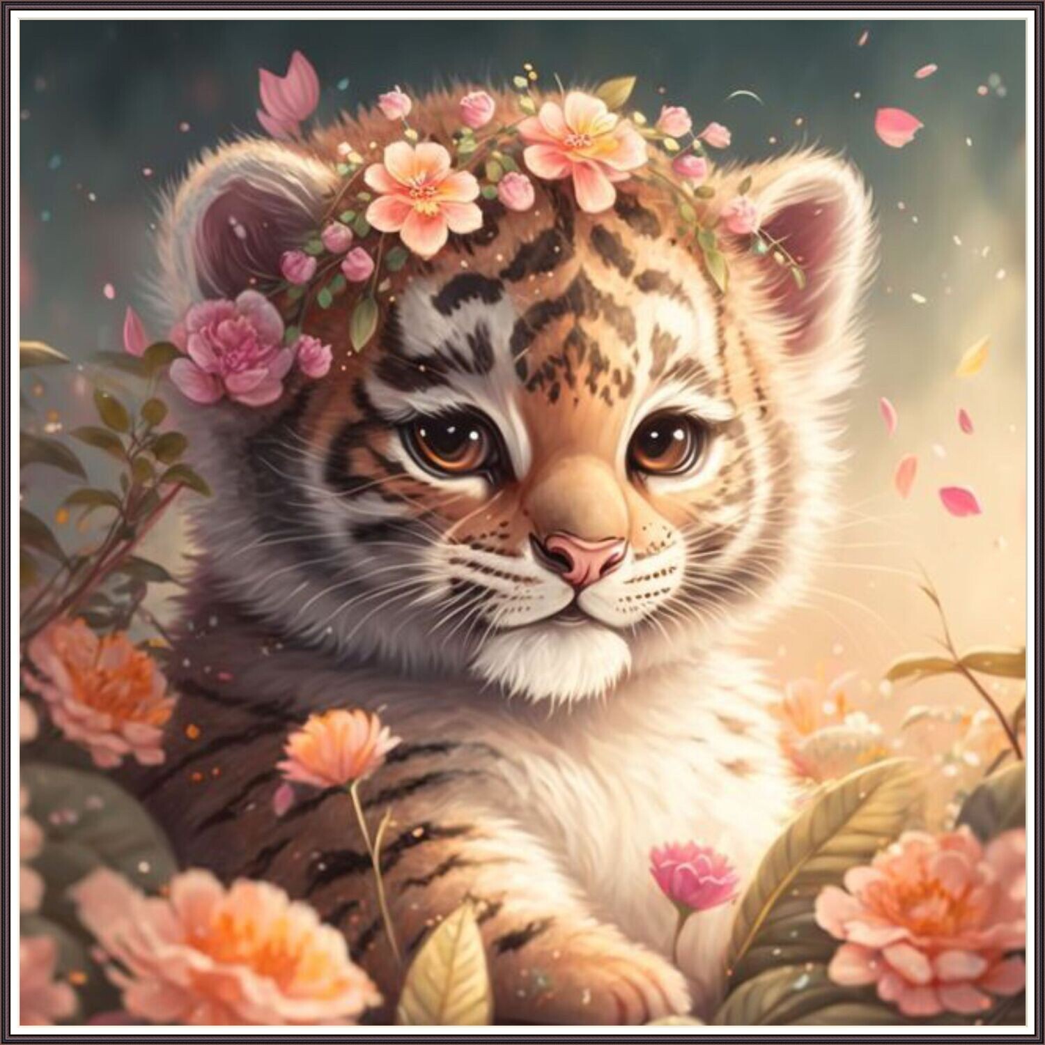 Baby Tiger with Flower Crown