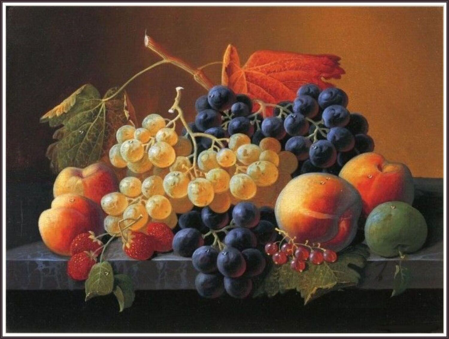Still Life of Fruit on a Marble Table