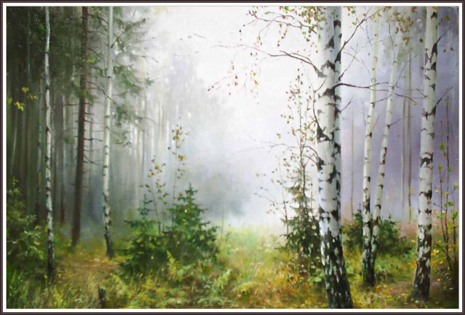 Autumn. Birches in a Fog