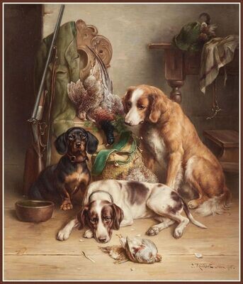 Three dogs after the hunt