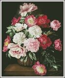 Wicker Basket of Mixed Peonies