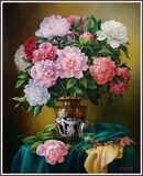 Peonies in an antique vase