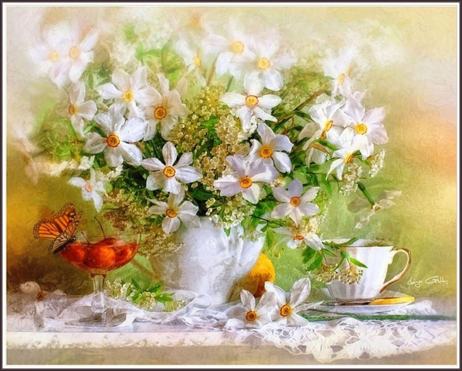 White daffodils in a vase