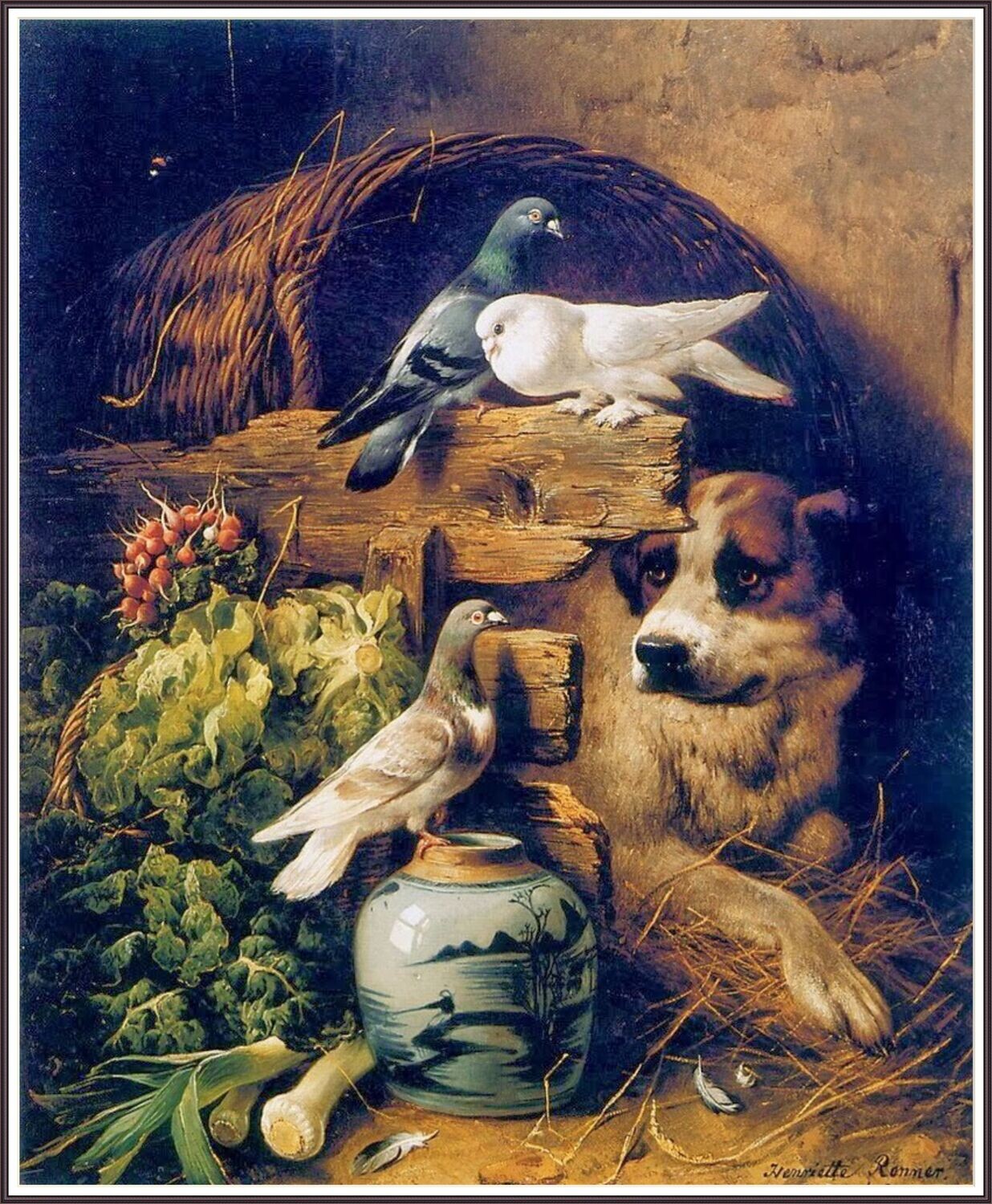 Stable Interior with Dog