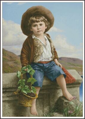 Boy With A Basket With Grapes