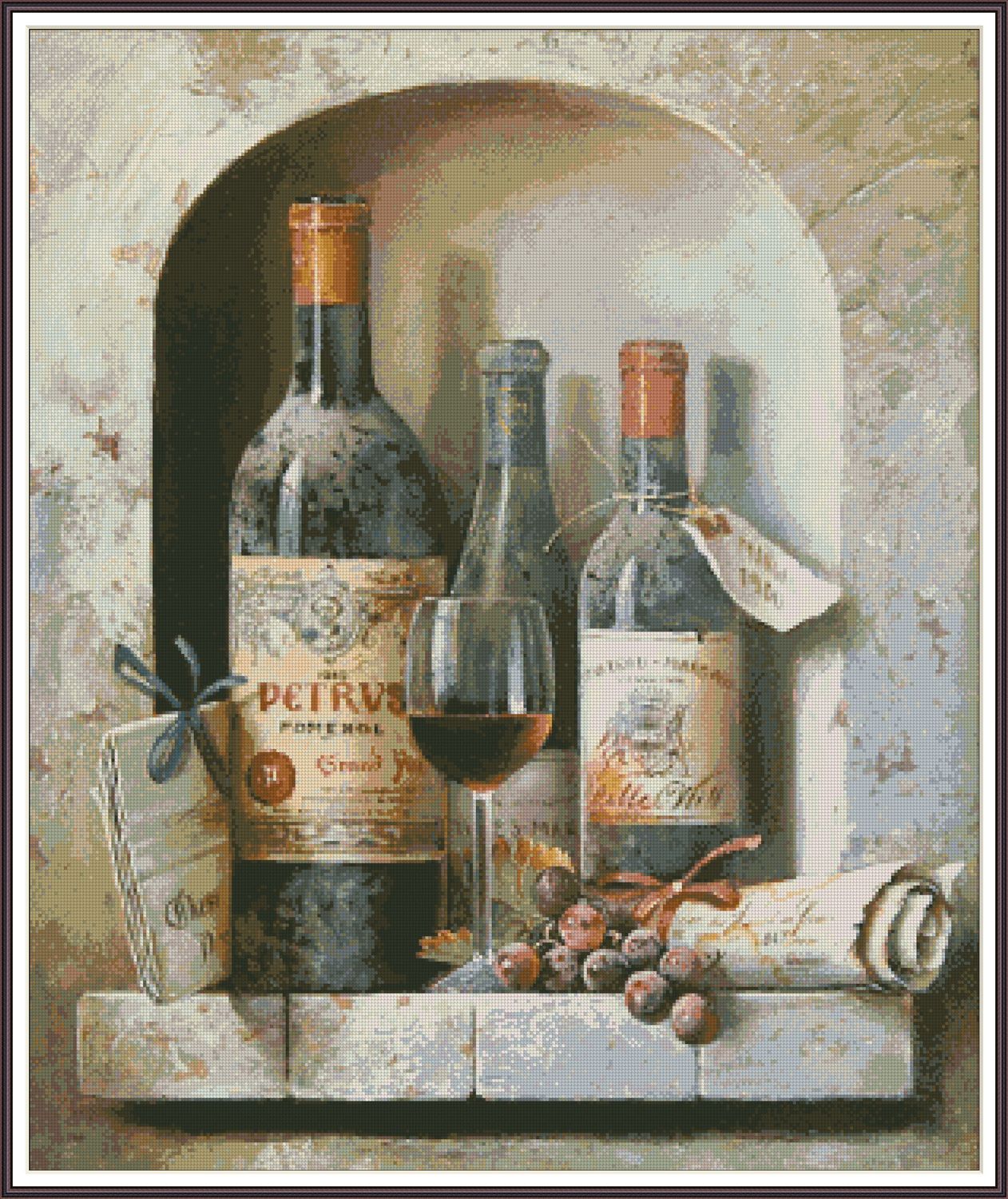 Still life with bottles of wine