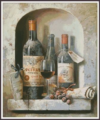Still life with bottles of wine