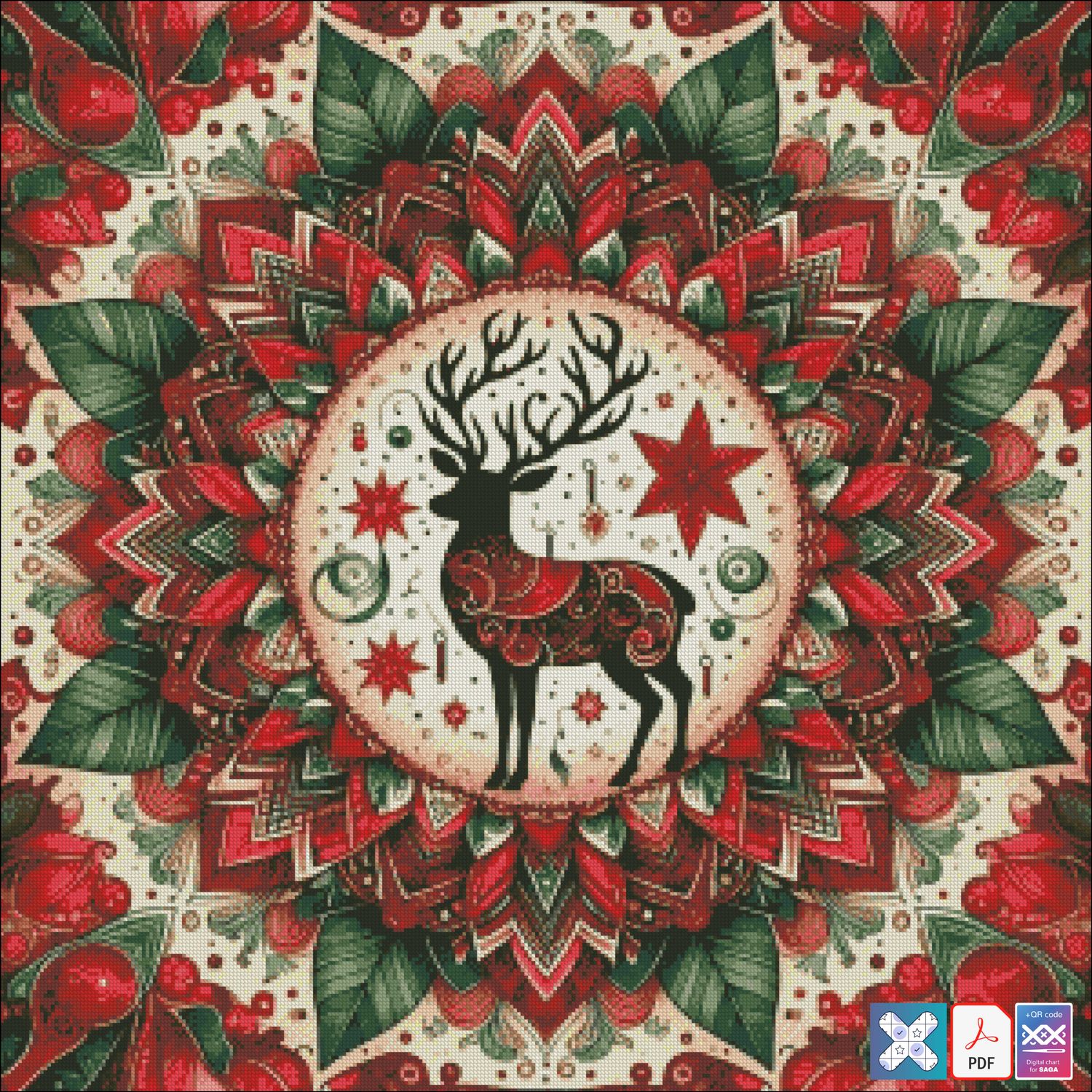 Reindeer Mandala-style