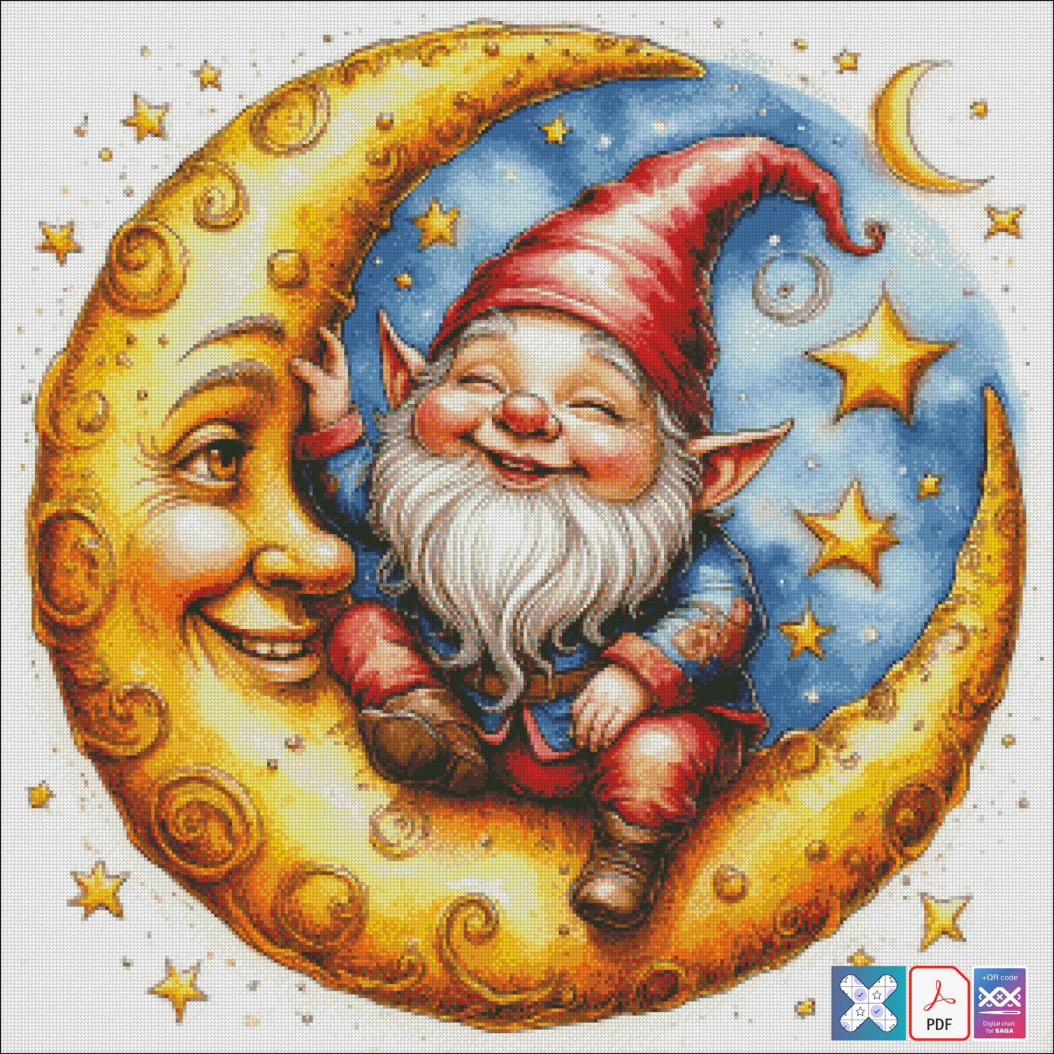 Gnome on Crescent Moon