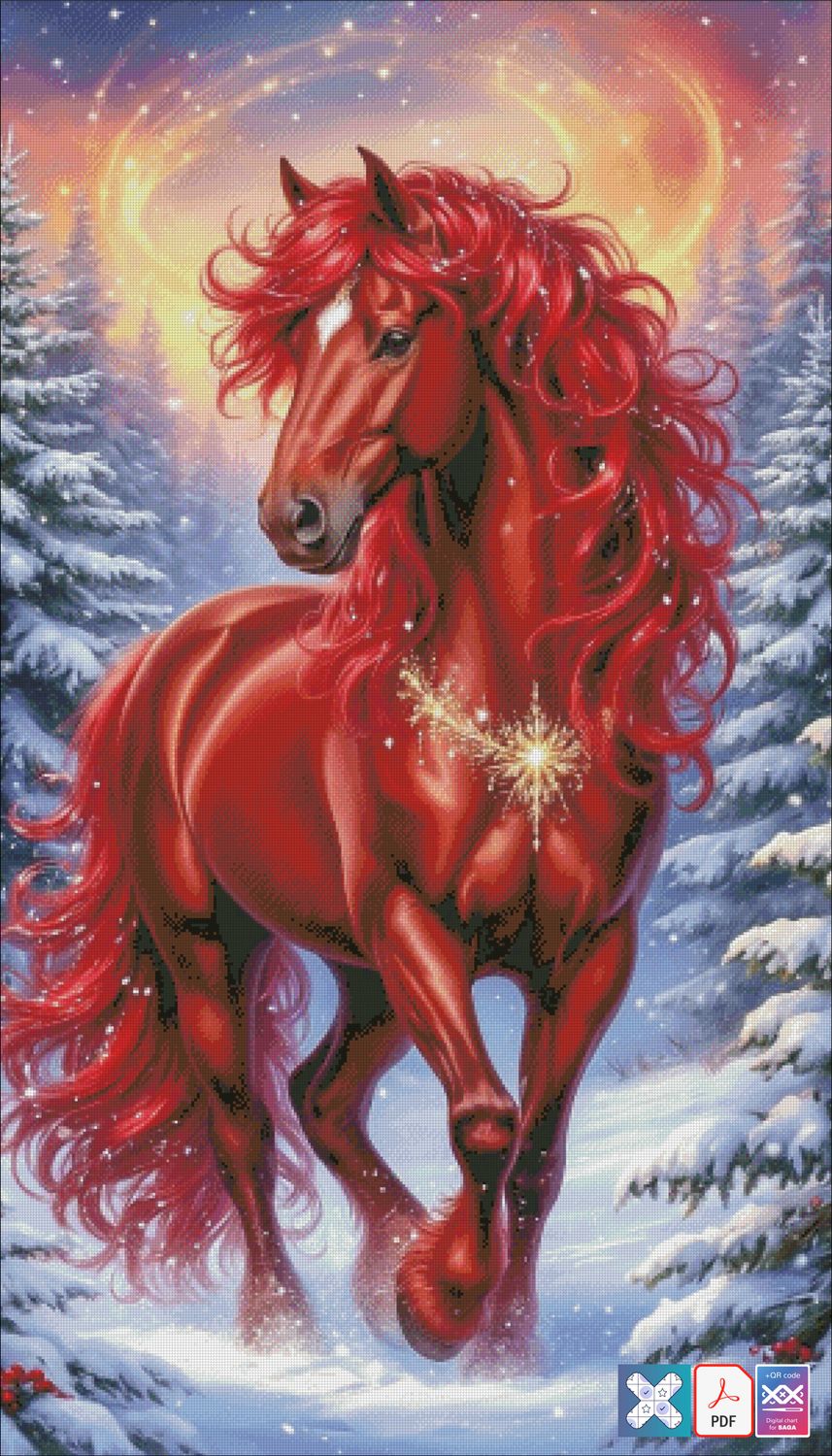 Majestic horse in winter wonderland