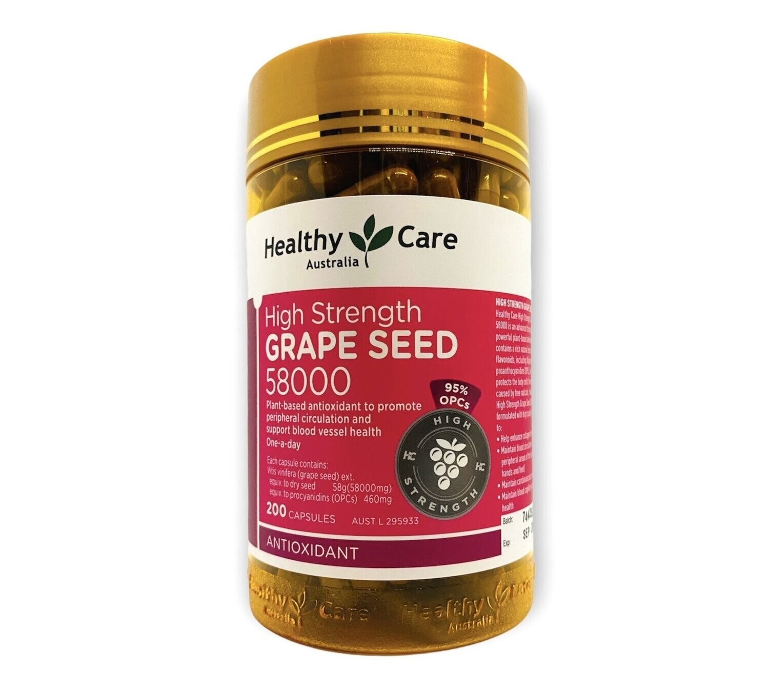 Healthy Care High Strength Grape Seed 58000mg 200 Capsules