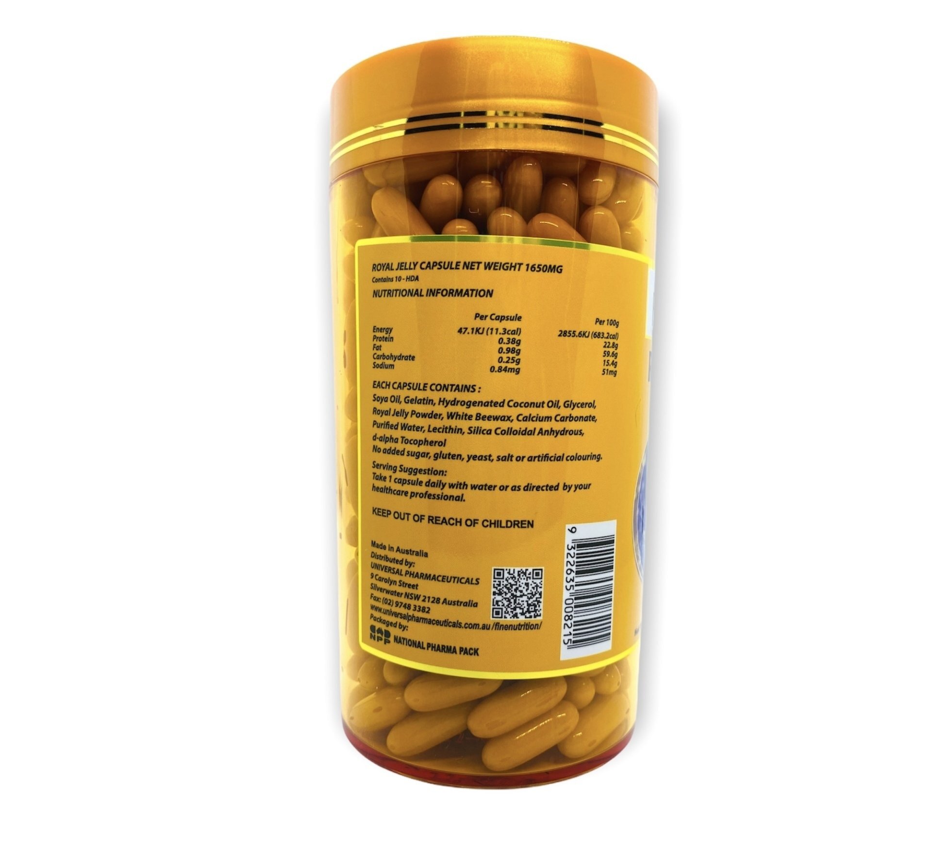 Fine Nutrition Royal Jelly 1650mg 6% 10-HDA 365 Soft Capsules