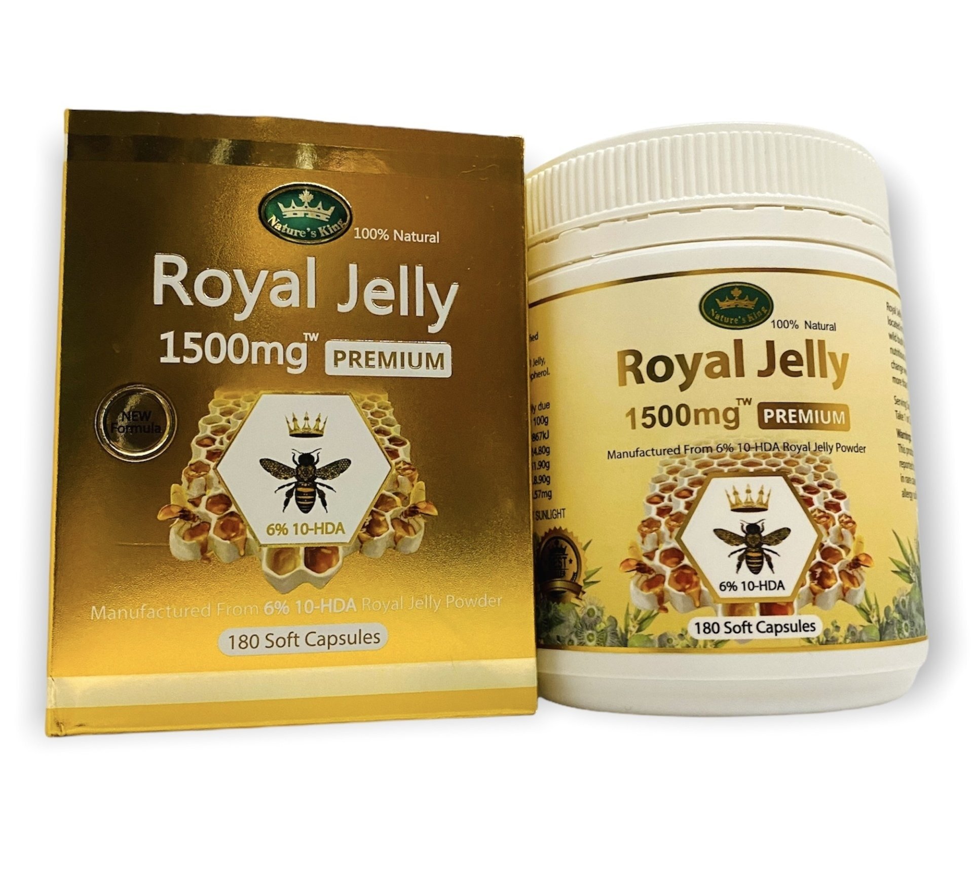 Nature's King Royal Jelly 1500mg 6% 10-HDA 180 Soft Capsules