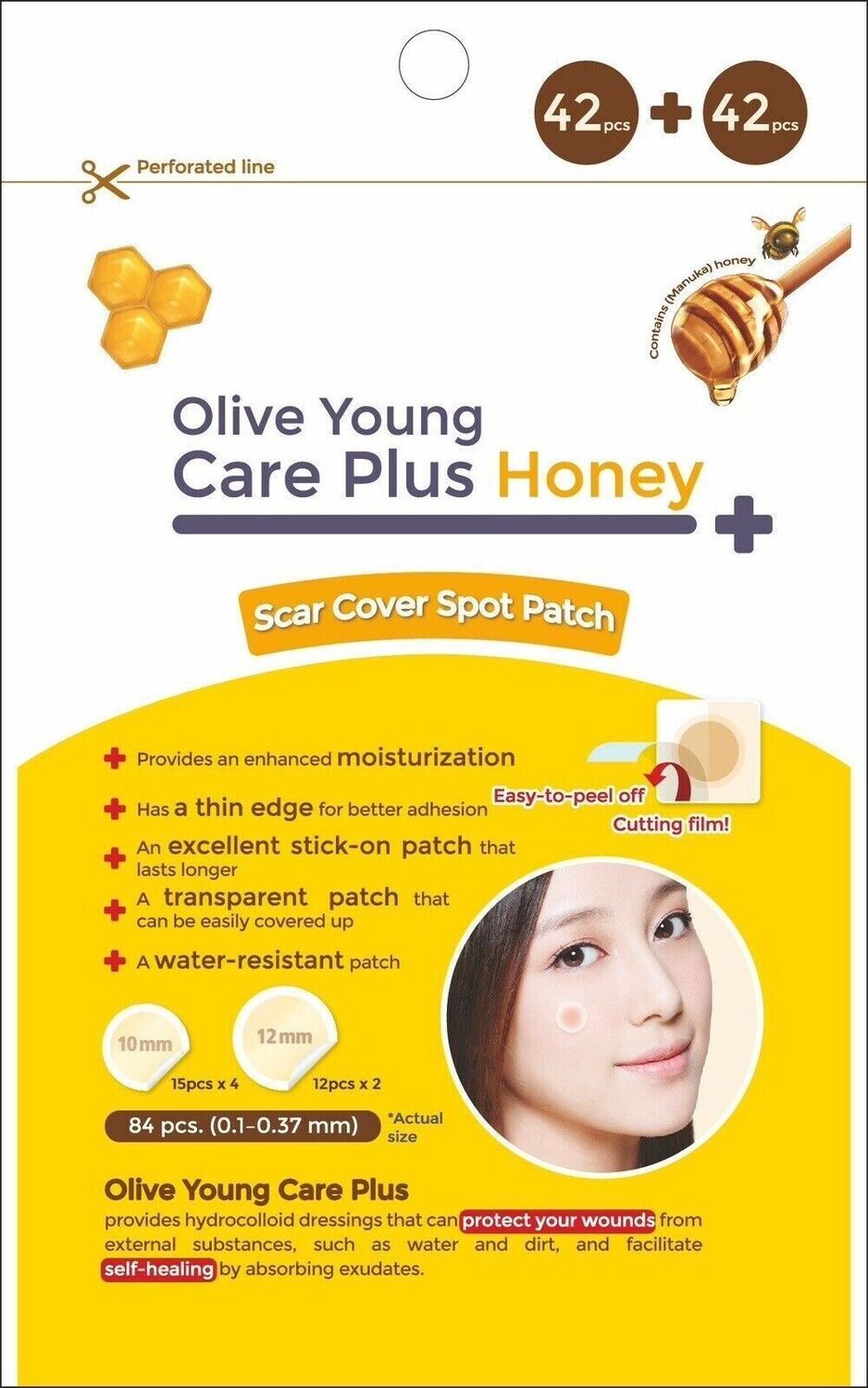 OliveYoung Care plus scar cover spot patch honey (42+42 pcs)