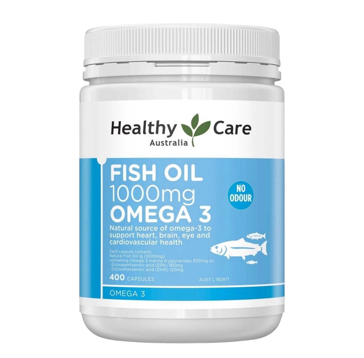 Healthy Care Fish Oil 1000mg Omega 3 Odourless 400 Capsules