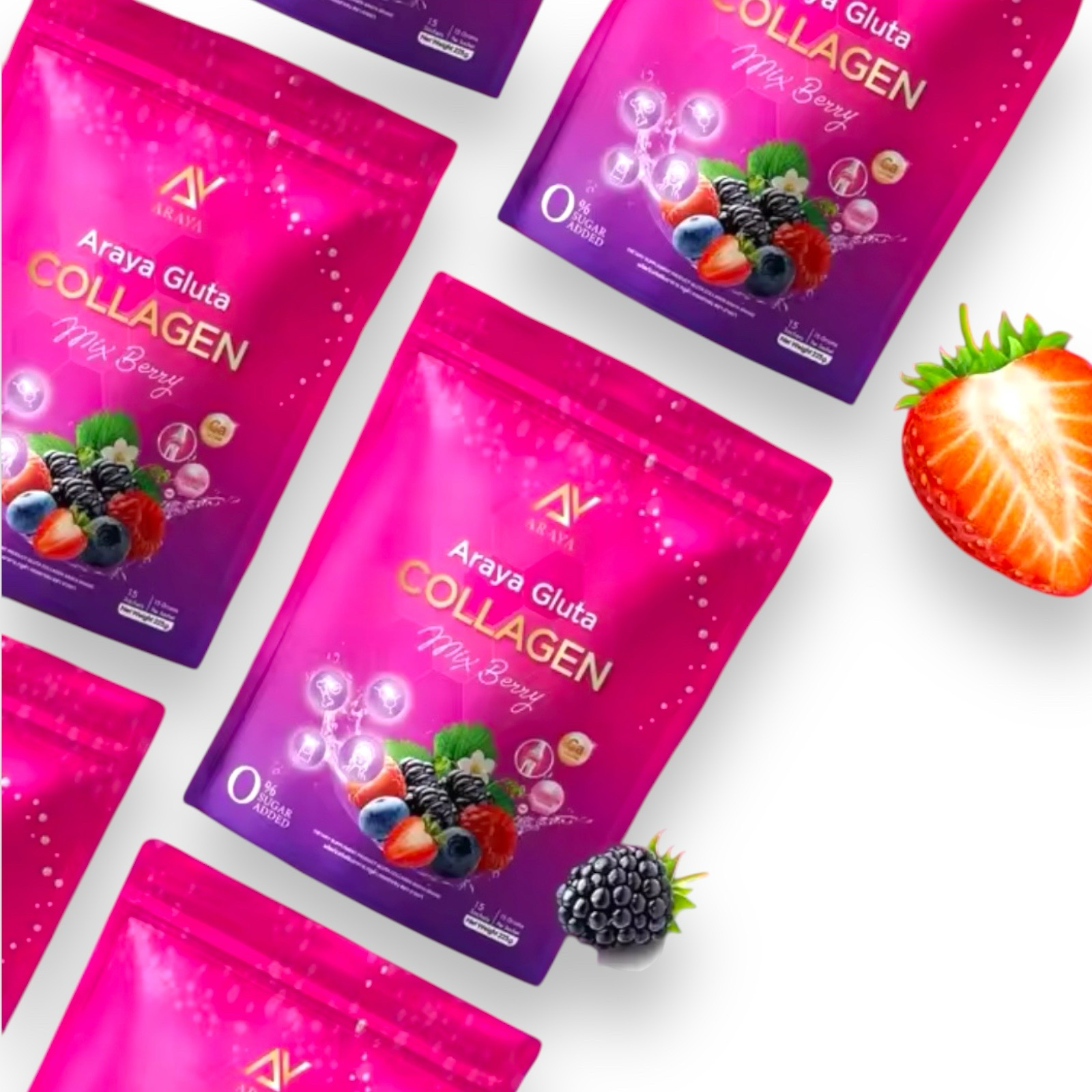 Araya Gluta Collagen Mixed Berry 15 Sachets
