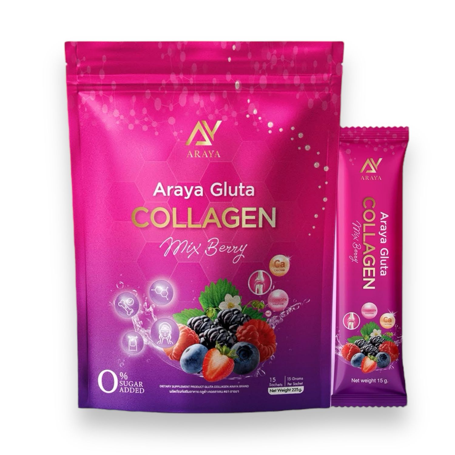 Araya Gluta Collagen Mixed Berry 15 Sachets