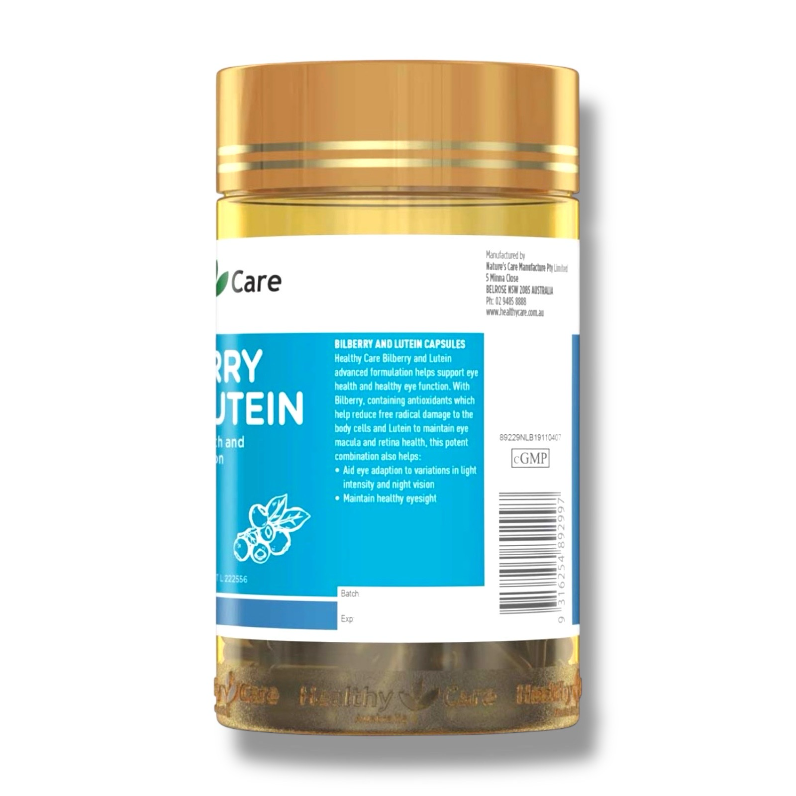 Healthy Care Bilberry and Lutein 120 Capsules