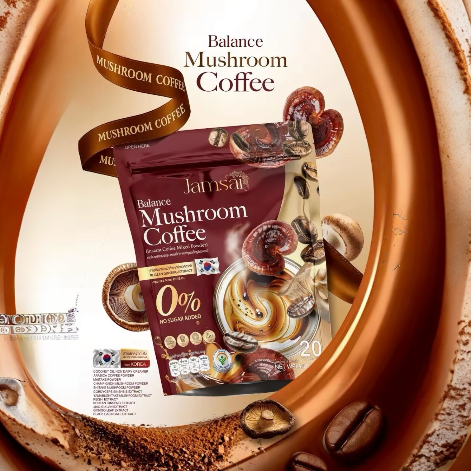 Jamsai Balance Mushroom Coffee – 20 Sachets